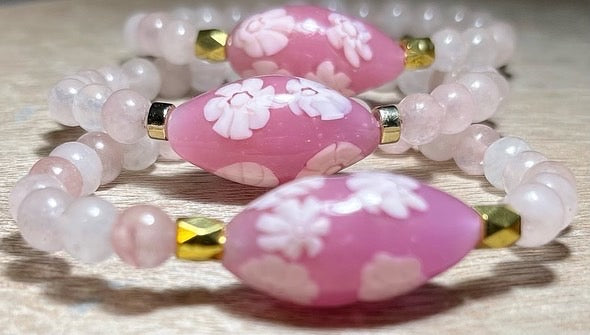 White Flowers on Pink