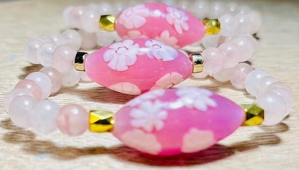 White Flowers on Pink