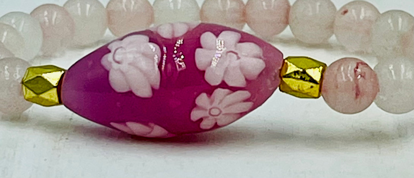 White Flowers on Pink